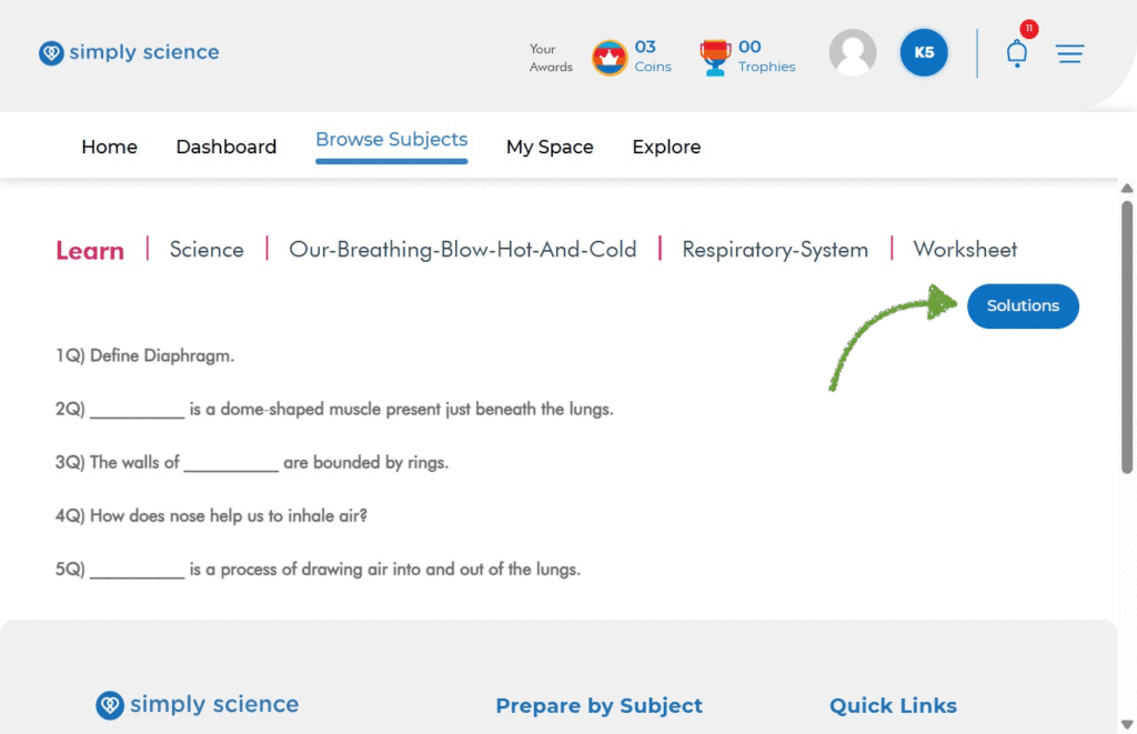 Learn how to find worksheets in Simply Science LMS