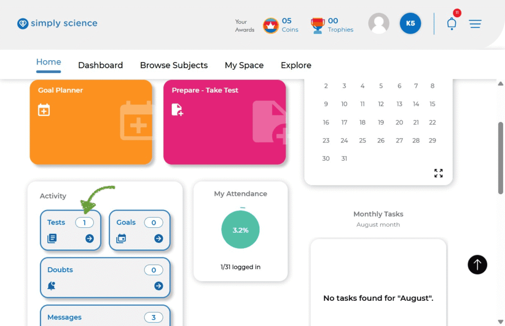 How to Find and Complete Tests in Simply Science LMS