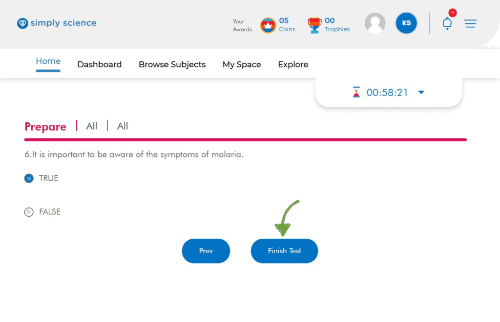 How to Find and Complete Tests in Simply Science LMS